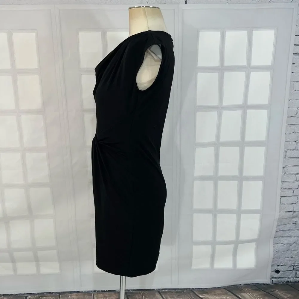Michael Kors Women's Cap Sleeve Knot Waist Cowl Neck Mini Black Dress Size XS